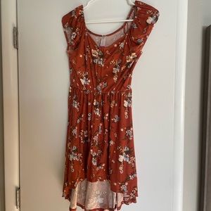 No Boundaries Size small floral dress with buttons (burnt orange color)